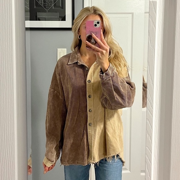 Vici Jackets & Blazers - Vici Corduroy Colorblock Shacket